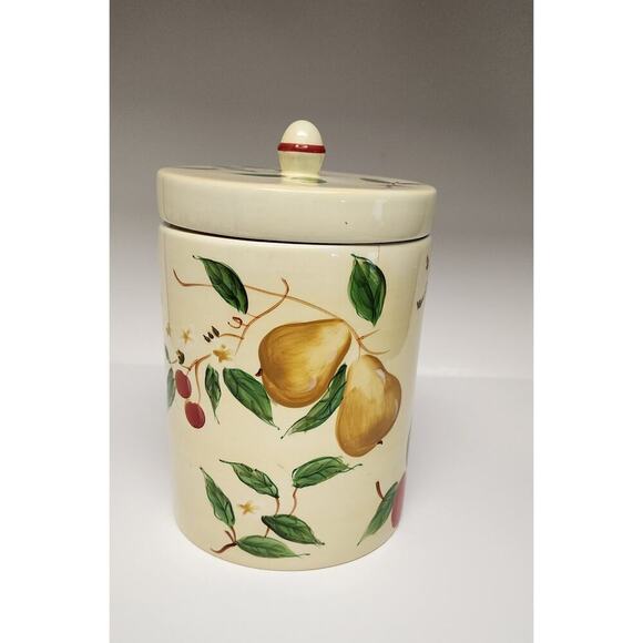 Stone Lite Beautiful Floral & Fruit Canister or Storage Jar 9'' tall 6.5'' wide - Picture 2 of 9
